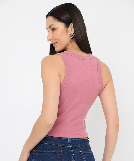 Blusa Regata Feminina Canelada Marisa Rosa