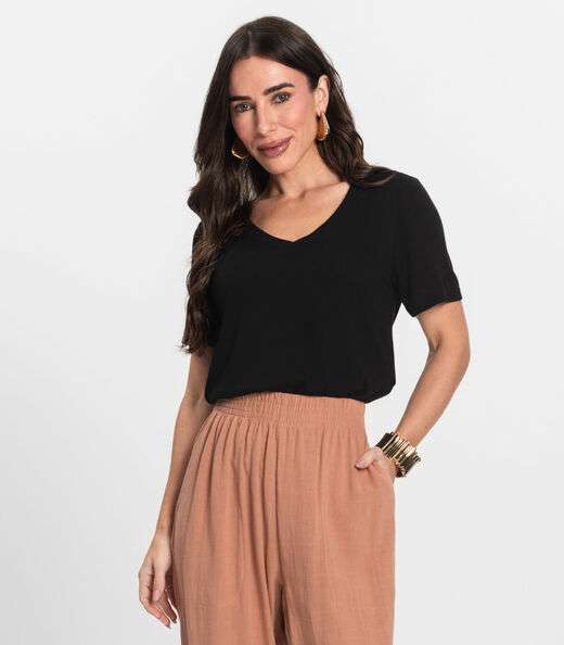Image_Blusa Feminina Manga Curta Decote V Endless Preto