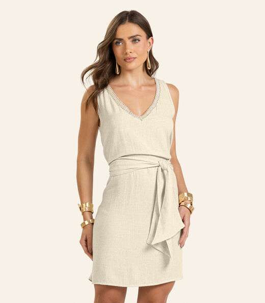 Vestido Curto Linho Strong Feminino Endless Bege