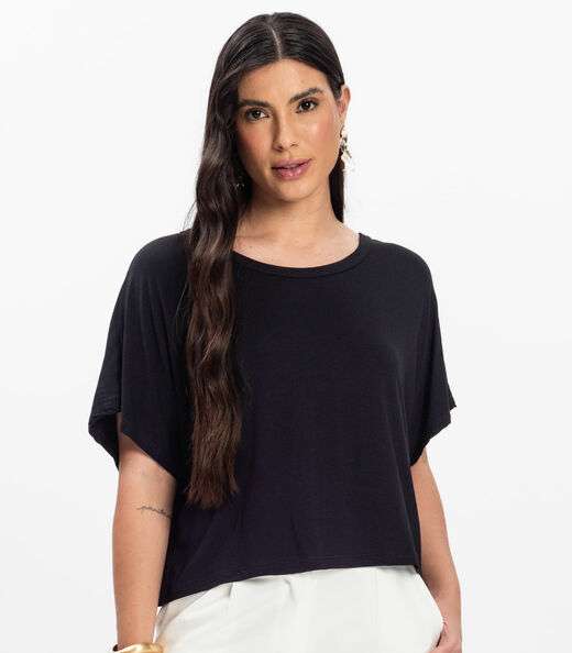 Blusa Feminina com Manga Morcego Rovitex Preto