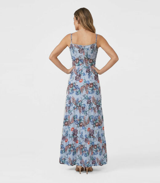 Vestido Longo Feminino Transpassado Select Azul