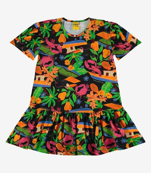 Vestido Infantil Estampado Rovi Kids Preto