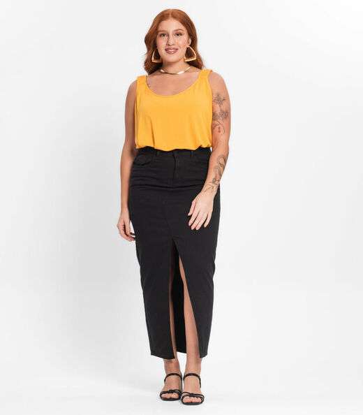 Blusa De Alça Feminina Plus Size Secret Glam Amarelo