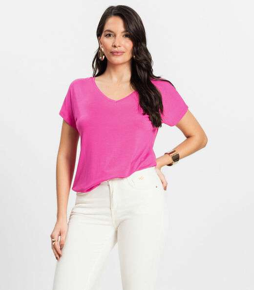 Blusa Feminina Viscotorcion Rovitex Rosa