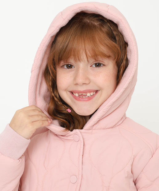 Jaqueta Infantil Puffer Capuz Matelassê Tam 4 a 10 Marisa Rosa