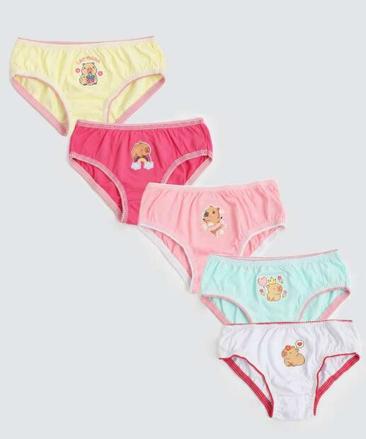 Image_Kit 5 Calcinhas Infantil Capivara Marisa Tam 2 a 12 Rosa