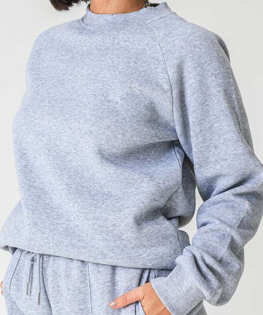 Blusão Feminino Moletom Mescla Marisa Cinza