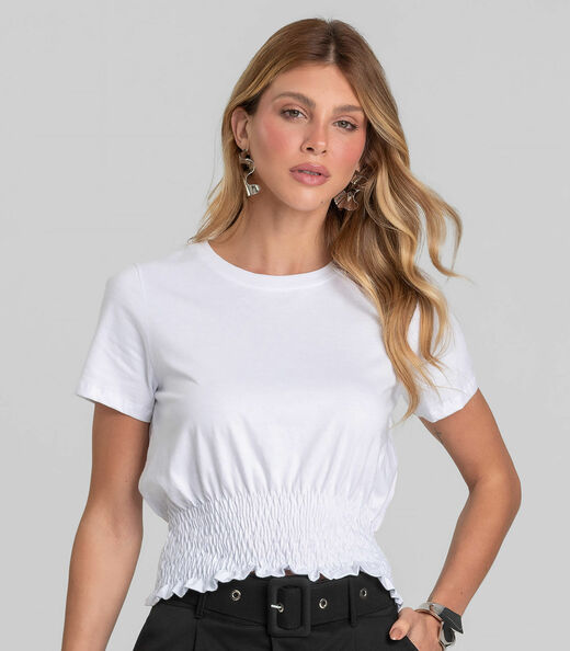 Blusa Feminina Com Lastex Dianna Branco