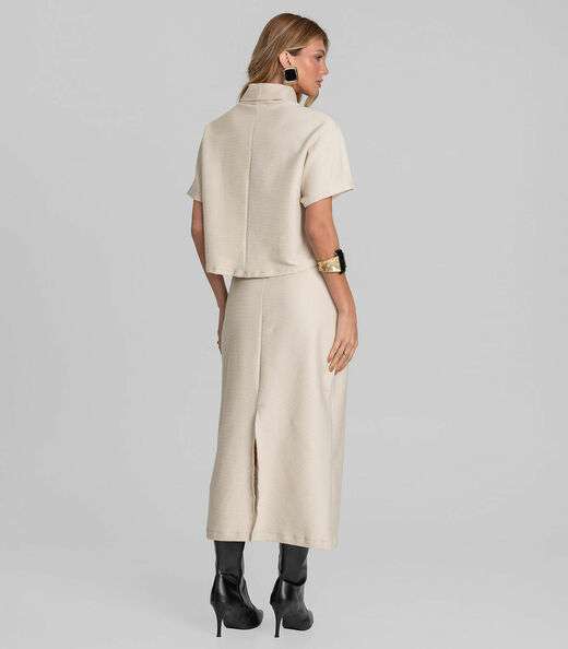 Blusa Feminina Ampla Moletinho Texturizado Dianna Bege