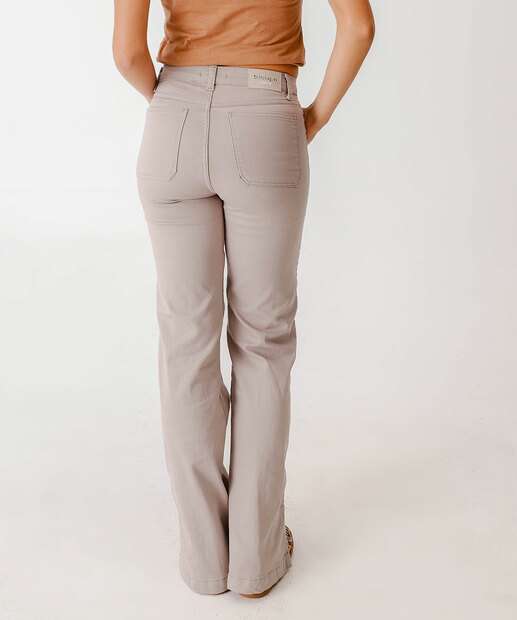 Calça Sarja Wide Leg Fenda Feminina Biotipo