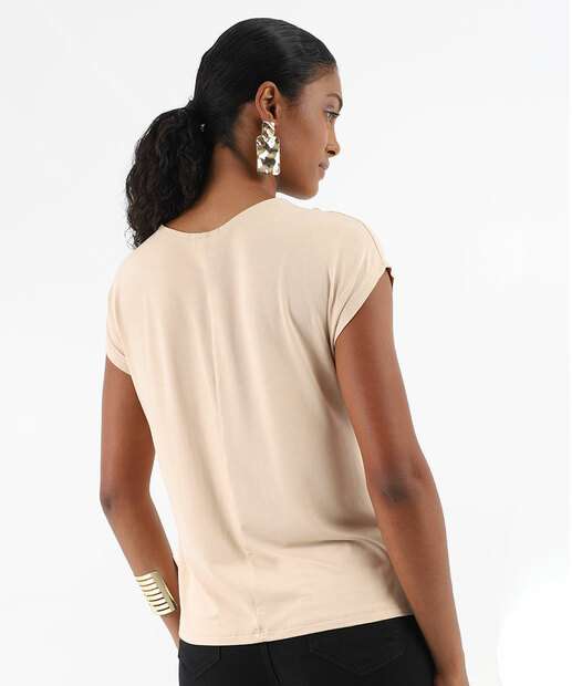Blusa Feminina Gola Redonda Manga Curta Marisa