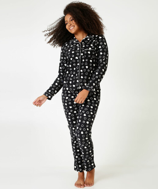 Pijama Americano Feminino Estampado Manga Longa Marisa