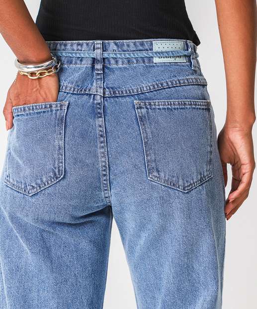 Calça Jeans Wide Leg Bolsos Feminina Biotipo