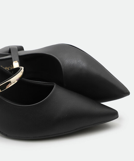 Scarpin Feminino Slingback Salto Grosso Bebecê Preto