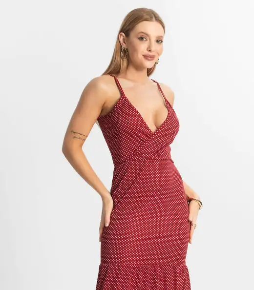 Vestido Longo Feminino Transpassado Select Vermelho