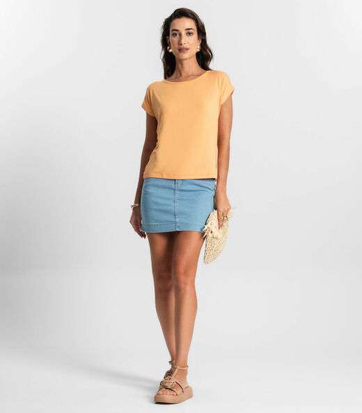 Blusa Feminina Manga Curta KO Laranja