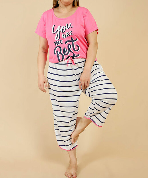 Pijama Plus Size Feminino Estampado Manga Curta Marisa