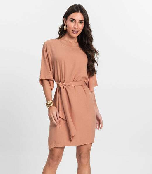 Image_Vestido Curto Feminino Com Cinto Endless Marrom