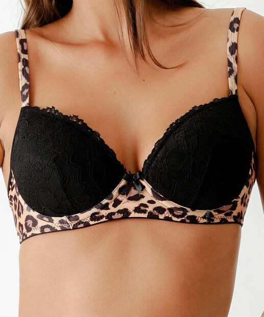 Sutiã de Renda Com Base Animal Print Marisa