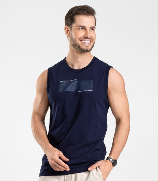 Regata Meia Malha Masculina Diametro Azul