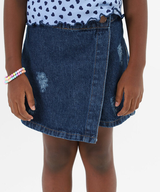 Shorts Saia Jeans Infantil Marisa Tam 4 a 10