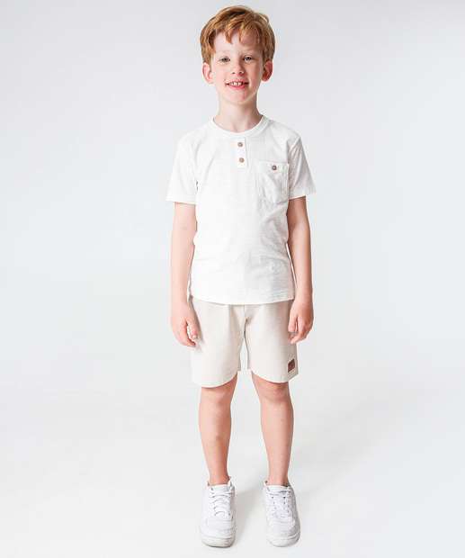Image_Conjunto Infantil Botões Manga Curta MR Tam 4 a 10 Off White