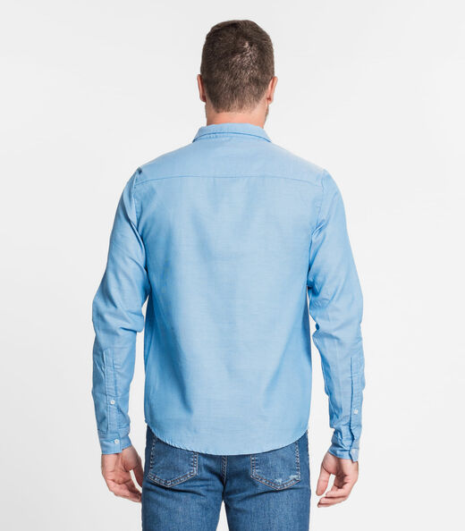 Camisa Manga Longa Fio Tinto Diametro Azul