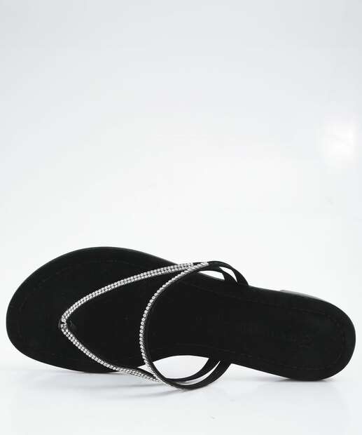 Rasteirinha Feminina Nobuck Tiras Strass
