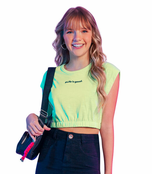 Blusa Cropped Regata Rovitex Teen Verde