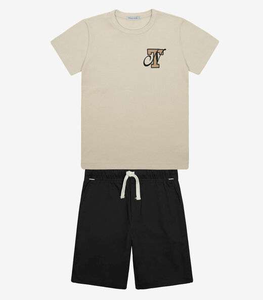 Image_Conjunto Menino Camiseta Com Bermuda Trick Nick Bege