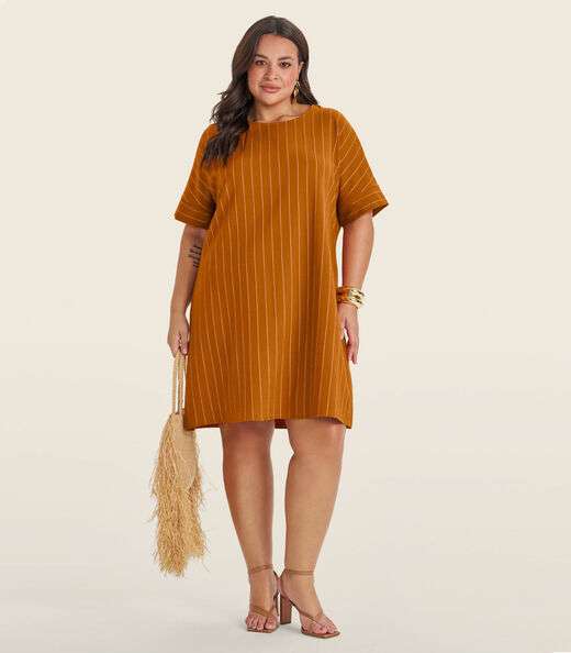 Image_Vestido Plus Size em Visco Listras Secret Glam Marrom