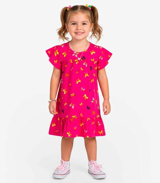 Image_Vestido Infantil Com Manga Godê Select Rosa