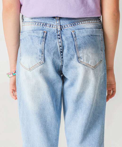 Calça Jeans Skinny Juvenil Frase Frontal Tam 10 a 16
