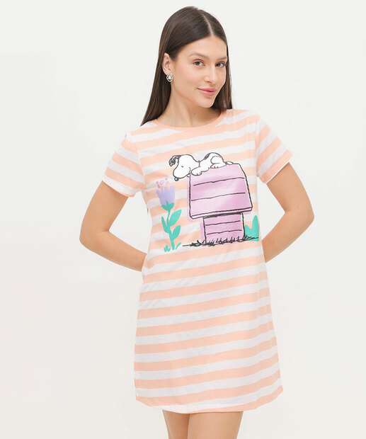 Image_Camisola Estampa Listrada Manga Curta Snoopy