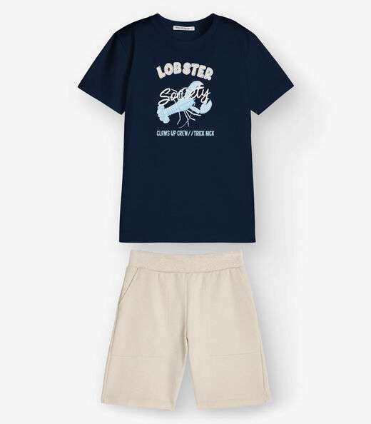 Conjunto Camiseta com Bermuda Menino Trick Nick Azul