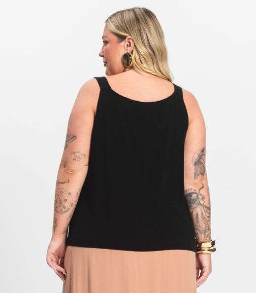 Regata Feminina Plus Size Secret Glam Preto