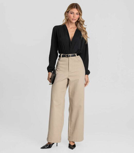 Body Feminino Manga Longa em Viscose Khyara Dianna Preto