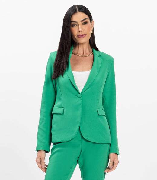 Blazer Feminino Em Alfaiataria Forrado Aishty Verde