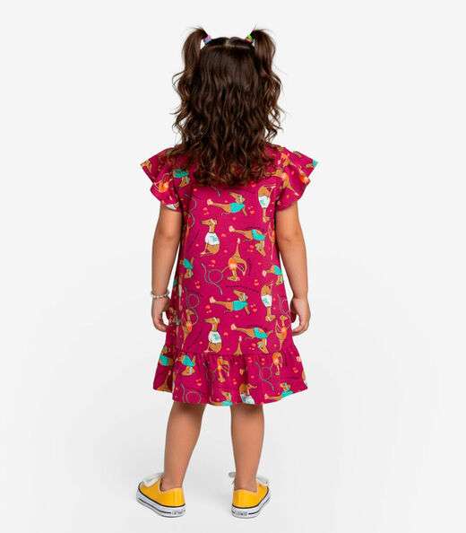 Vestido Infantil Com Manga Godê Select Rosa