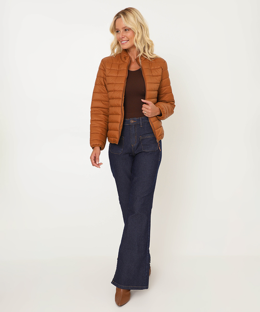Jaqueta Feminino Puffer Bolsos Marisa Marrom