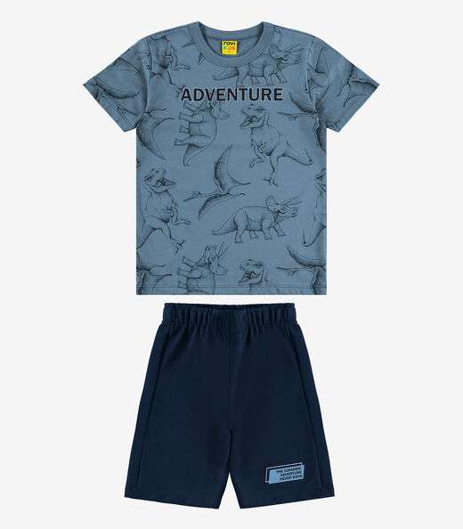 Conjunto Infantil Camiseta Com Bermuda Rovi kids Azul
