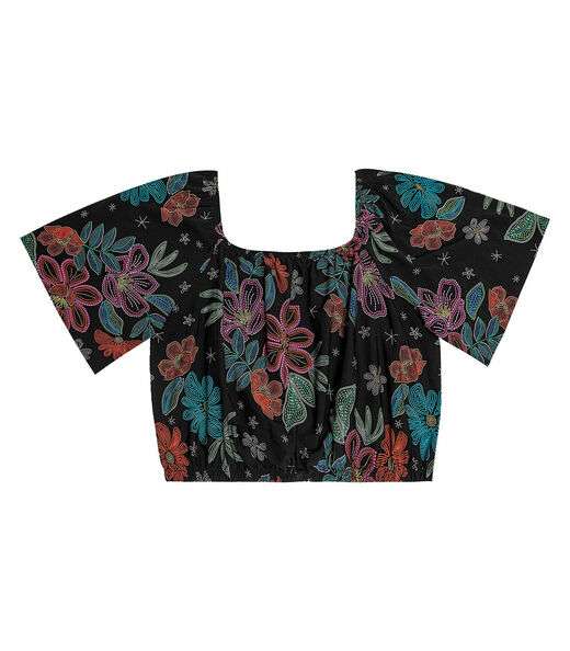 Blusa Cropped Feminina Plus Size Secret Glam Preto