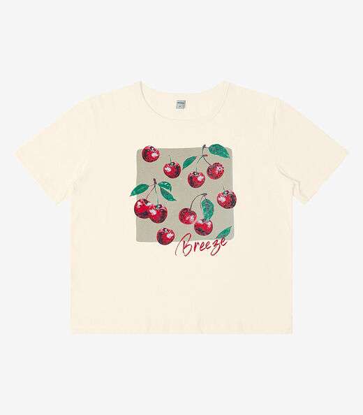 Camiseta Manga Curta Feminina Meia Malha Rovitex Bege