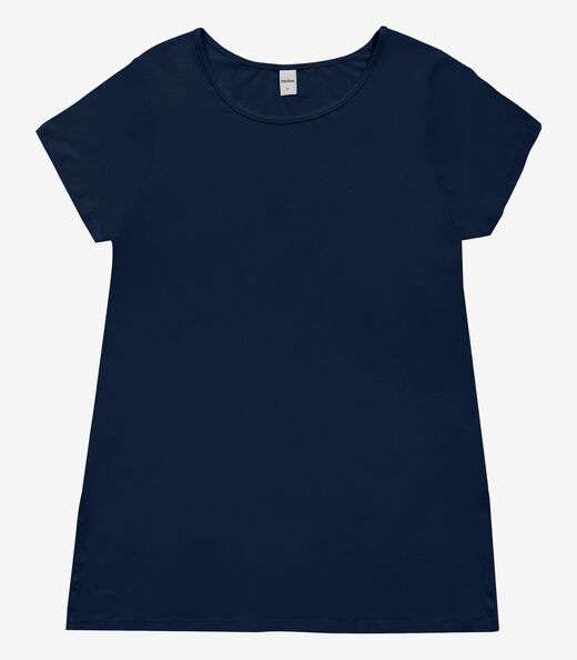 Blusa Básica Alongada Feminina Rovitex Azul
