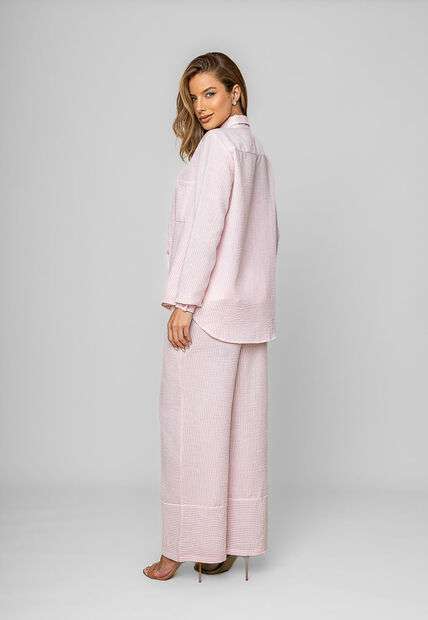 Calça Pantalona Alfaiataria Listrada Rosa Salvatore