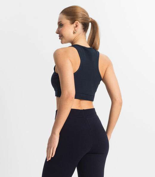 Top Fitness Feminino em Cotton Pesado Select Azul