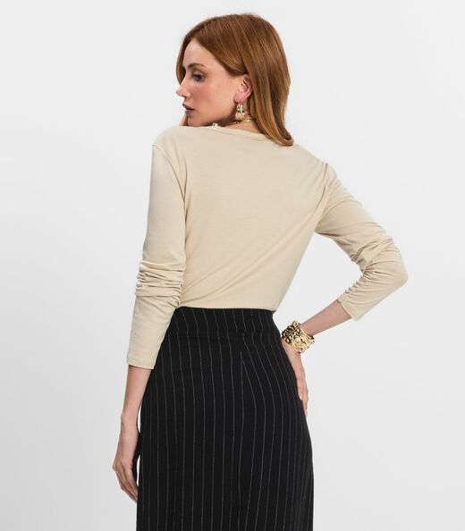 Blusa Manga Longa Select Bege