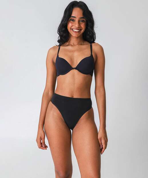 Kit 2 Calcinhas Sem Costura Cintura Alta Preto