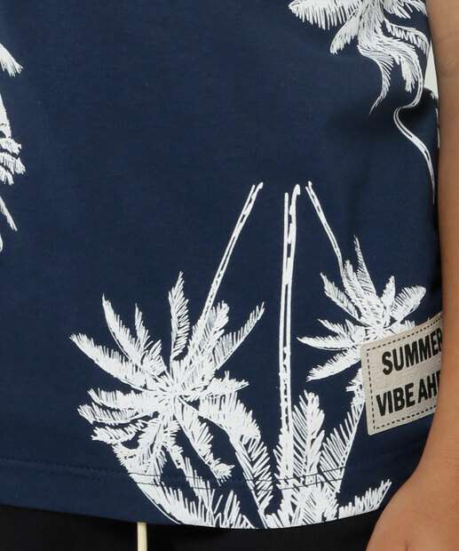 Camiseta Infantil Manga Curta Coqueiros MR Tam 4 a 10