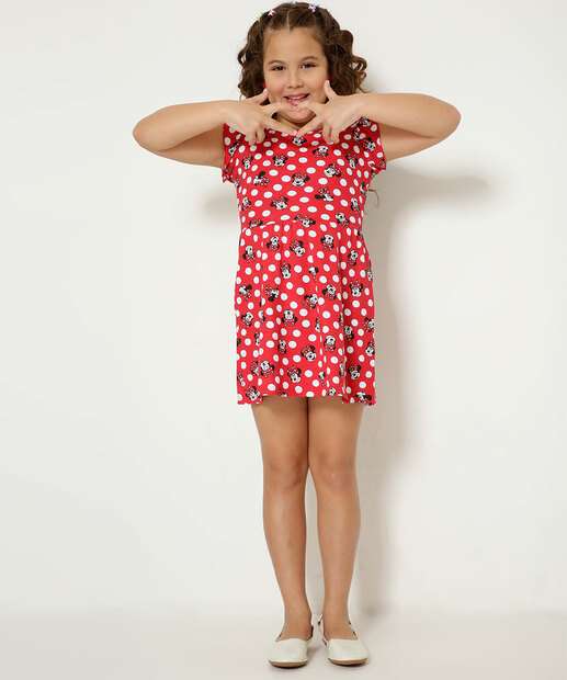 Vestido Infantil Estampa Minnie Disney Tam 4 a 10